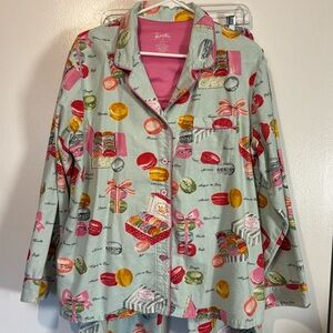 Nick & Nora Flannel Macaron Pajama Set XL